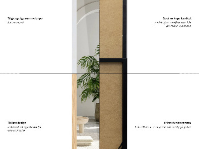 Staande spiegel met witte lijst 36x156 cm