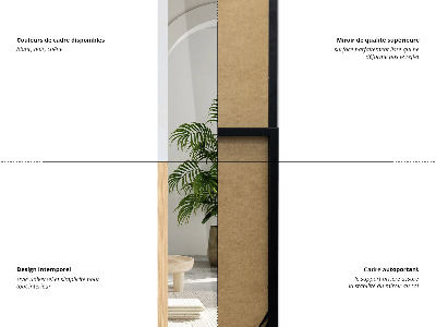 Staande spiegel met zwarte lijst 36x156 cm