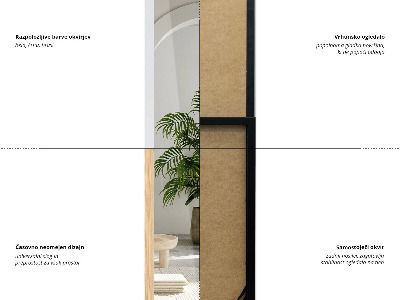 Staande spiegel met lijst in eikenkleu 36x156 cm