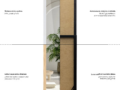 Staande spiegel met lijst in eikenkleu 36x156 cm