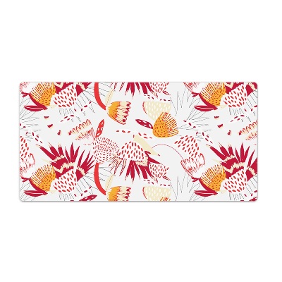 Onderlegger bureau Rood bloemenpatroon