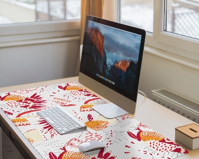 Onderlegger bureau Rood bloemenpatroon