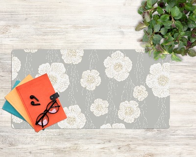 Bureau onderlegger Delicate witte bloemen