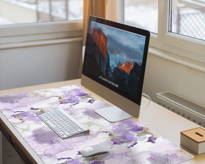 Bureau onderlegger Paarse bloemen aquarel