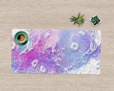 Bureau onderlegger Kleurrijke witte bloemen