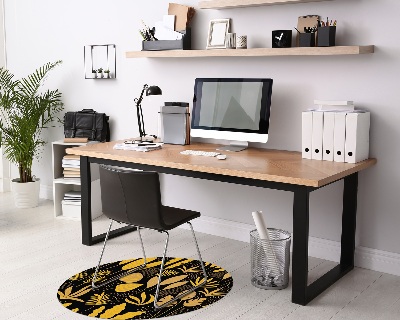 Ronde vloerbescherming voor bureaustoel Gele bladeren