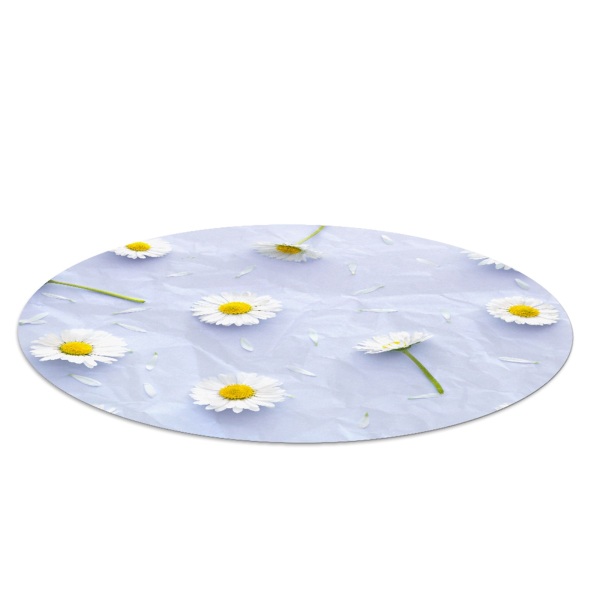 Ronde vloerbescherming voor bureaustoel Witte madeliefjes