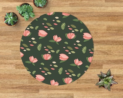 Ronde vloerbescherming Roze waterlelies