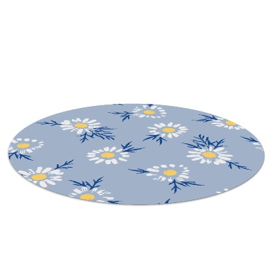 Ronde vloerbescherming voor bureaustoel Madeliefjespatronen