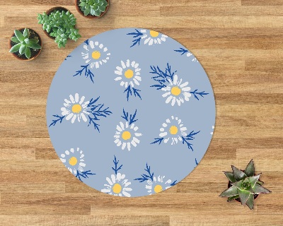 Ronde vloerbescherming voor bureaustoel Madeliefjespatronen