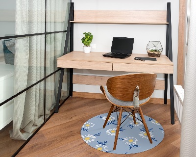 Ronde vloerbescherming voor bureaustoel Madeliefjespatronen