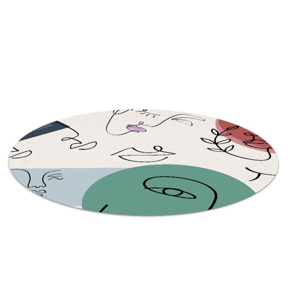 Ronde vloerbescherming Kenmerken van het gezicht van een vrouw