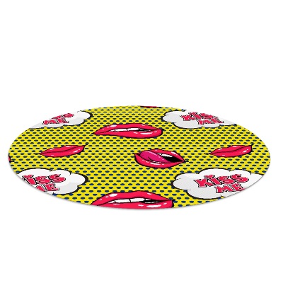 Ronde vloerbescherming Rode lippenstiftlippen