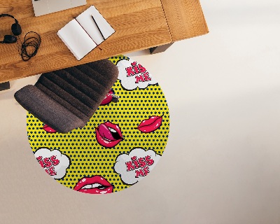 Ronde vloerbescherming Rode lippenstiftlippen