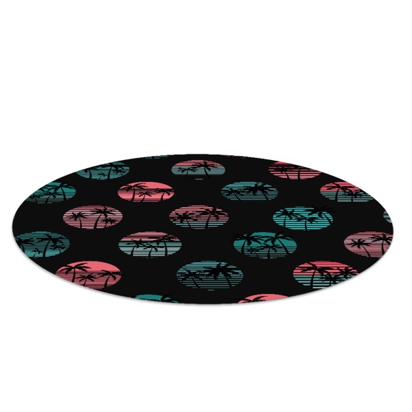 Ronde vloerbescherming Retro palmbomen