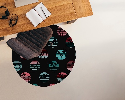 Ronde vloerbescherming Retro palmbomen