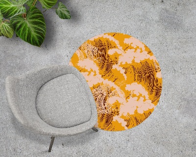 Ronde vloerbescherming voor bureaustoel Gele Japanse golven