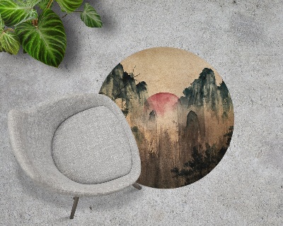 Ronde vloerbescherming voor bureaustoel Zonsondergangbos