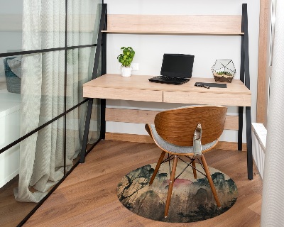 Ronde vloerbescherming voor bureaustoel Zonsondergangbos