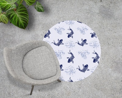 Ronde stoel mat Blauwe koi-vissen