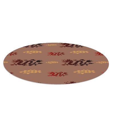 Ronde vloerbescherming voor bureaustoel Aziatisch drakenpatroon