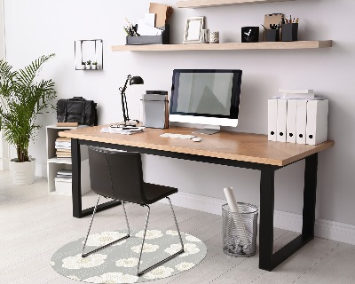 Ronde vloerbescherming Delicate witte bloemen