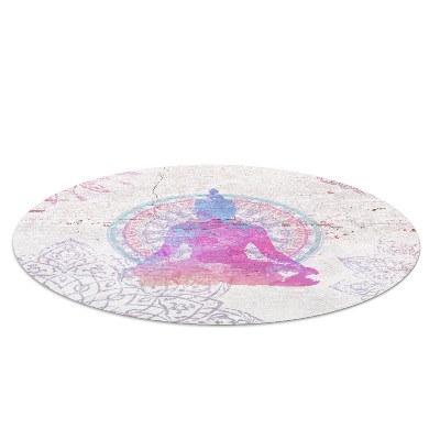 Ronde vloerbescherming voor bureaustoel Boeddha vergezeld door een mandala