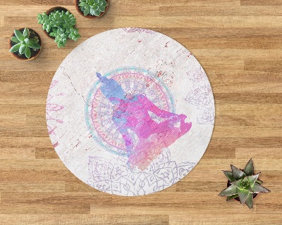 Ronde vloerbescherming voor bureaustoel Boeddha vergezeld door een mandala