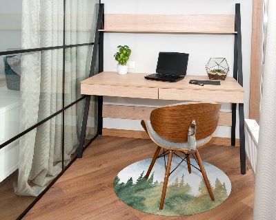 Ronde vloerbescherming voor bureaustoel Aquarel boslandschap