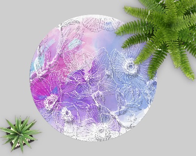 Ronde vloerbescherming Kleurrijke witte bloemen