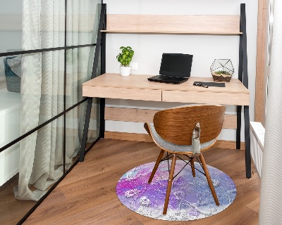 Ronde vloerbescherming Kleurrijke witte bloemen