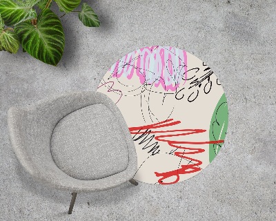 Ronde vloerbescherming voor bureaustoel Abstract gekrabbel