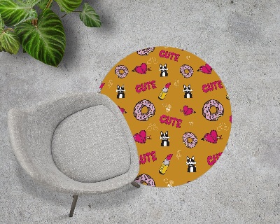 Ronde vloerbescherming Meisjesachtige doodle