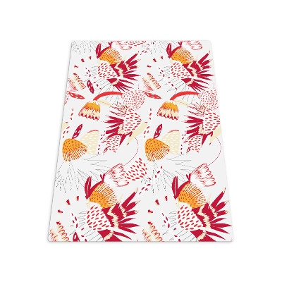 Vloerbeschermer tapijt Rood bloemenpatroon