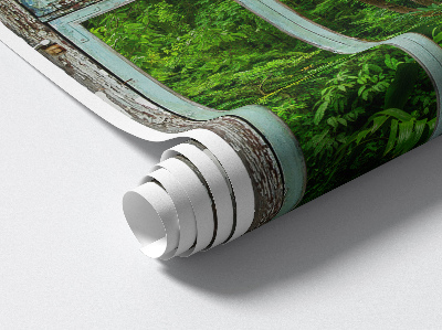 Muursticker 3d uitzicht 68x100 Tropisch raam.