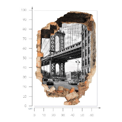 3D wandsticker gat in de muur 66x100 Stadslandschap