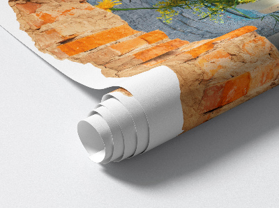 3D wandsticker gat in de muur 85x100 Landelijk landschap