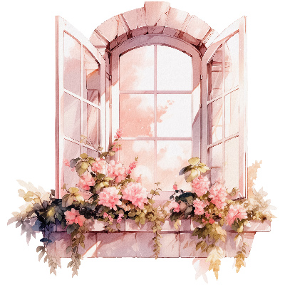 Muursticker 3d uitzicht 95x100 Rustiek raam