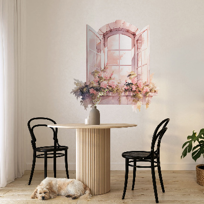 Muursticker 3d uitzicht 95x100 Rustiek raam