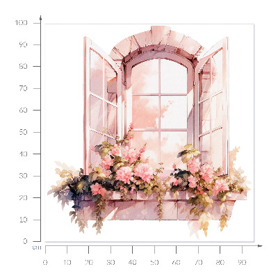 Muursticker 3d uitzicht 95x100 Rustiek raam