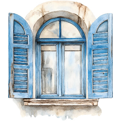 Muursticker 3d uitzicht 87x100 Houten luiken