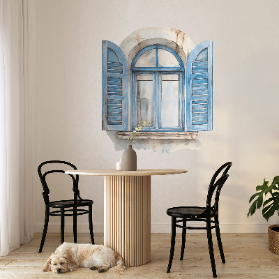 Muursticker 3d uitzicht 87x100 Houten luiken