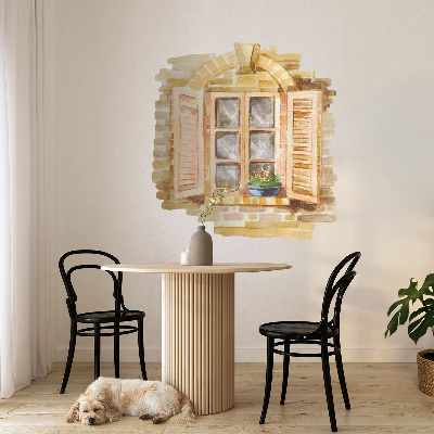 Muursticker 3d uitzicht 93x100 Idyllisch venster