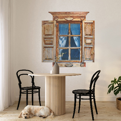 Muursticker 3d uitzicht 96x100 Rustiek raam