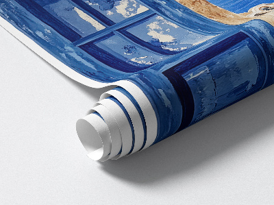 Muursticker 3d uitzicht 100x58 Grieks landschap