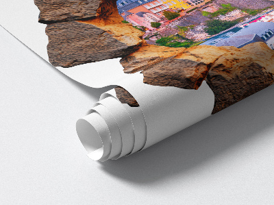 3D wandsticker gat in de muur 100x99 Stenen raam