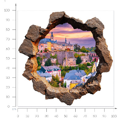 3D wandsticker gat in de muur 100x99 Stenen raam