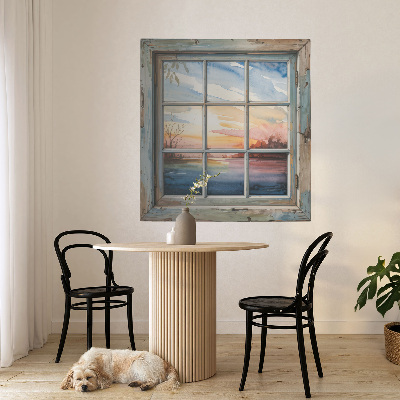 Muursticker 3d uitzicht 93x100 Raamwaterverf