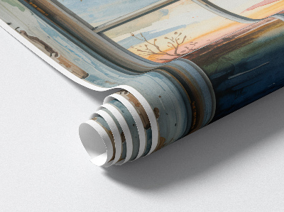 Muursticker 3d uitzicht 93x100 Raamwaterverf