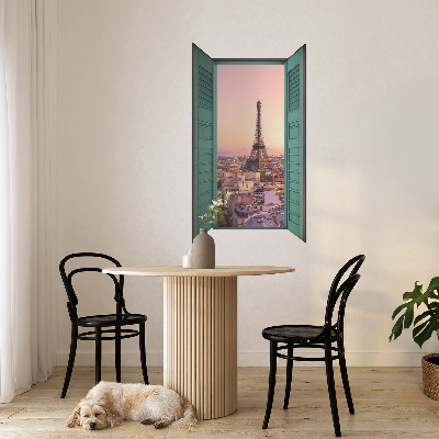 Muursticker 3d uitzicht 59x100 Stadsvenster